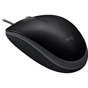 Logitech B110 Mouse - USB - Optical - Black - Cable