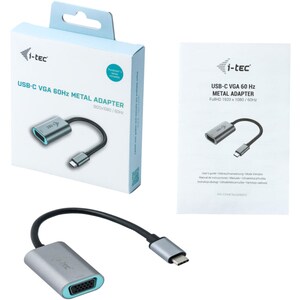 i-tec 15 cm USB/VGA Videokabel - Cable for Videogerät, PC, Monitor, Tablet, Projektor, TV, Notebook - 10 Gbit/s - Unterstü