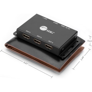 SIIG 4 Port HDMI 2.0 HDR Mini Splitter Amplifier with EDID Management - 4K@60Hz - Resolution Downscaling Feature - TAA Com