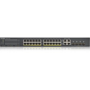 ZYXEL 24-port GbE Smart Managed PoE Switch - 28 Ports - Manageable - 4 Layer Supported - Modular - 4 SFP Slots - 476.70 W 