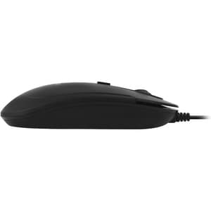 Macally USB Optical Quiet Click Mouse for Mac/PC Black - Optical - Cable - Black - USB - 2400 dpi - Scroll Wheel - Symmetr