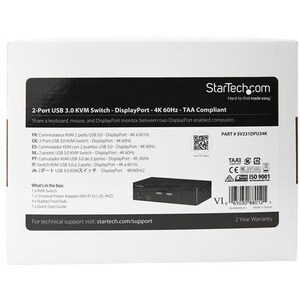 StarTech.com SV231DPU34K. Tastatur Porttyp: USB, Maus Porttyp: USB, Video Porttyp: DisplayPort. HD type: 4K Ultra HD, Maxi