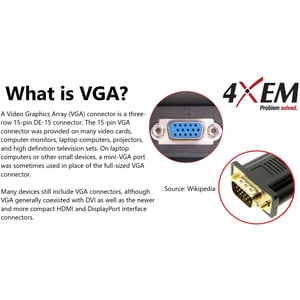 4XEM HDMI To VGA Adapter - Black - HDMI/VGA A/V Cable for Audio/Video Device, Projector, Monitor, Ultrabook, Notebook, TV 