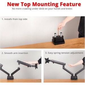 SIIG Aluminum Mechanical Spring Dual Monitor Mount - 17" to 32 - Supports Landscape or Portrait Orientation - VESA 75x75 &