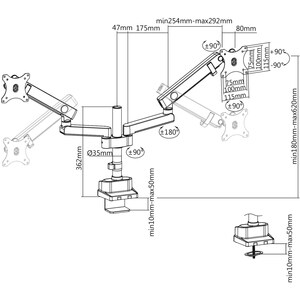 V7 Dual Monitor Mount Professional Touch Adjust