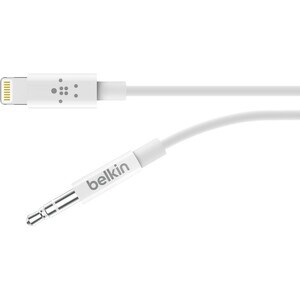 Belkin 3.5 mm Audio Cable With Lightning Connector - 3 ft Lightning/Mini-phone Audio/Data Transfer Cable for Audio Device,