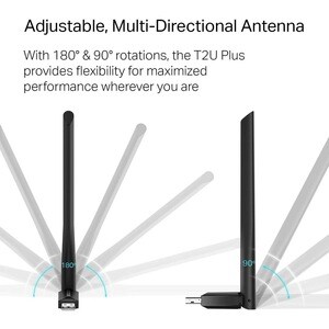 TP-Link Archer T2U Plus IEEE 802.11ac Dual Band Wi-Fi Adapter for Notebook - USB 2.0 - 600 Mbit/s - 2.40 GHz ISM - 5 GHz U