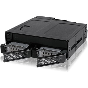 Icy Dock ToughArmor MB602SPO-B Drive Enclosure for 5.25" - Serial ATA/300 Host Interface Internal - Black - 2 x HDD Suppor