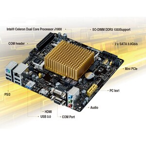 Asus J1800I-C Desktop Motherboard - Mini ITX - Intel Celeron J1800 - 8 GB DDR3L SDRAM Maximum RAM - SoDIMM - 2 x Memory Sl