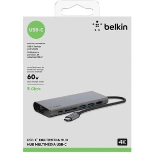 Belkin USB-C 6-in-1 Multiport Adapter, Laptop Docking Station, 4k HDMI, 60W PD - for Notebook - 60 W - USB Type C - 3 x US