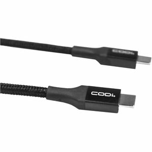 CODi 6' USB-C to USB-C Braided Nylon Charge & Sync Cable - 6 ft USB-C Data Transfer Cable - First End: 1 x USB Type C - Ma