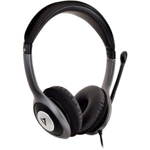 V7 Deluxe HU521-2EP Wired Over-the-head, On-ear Stereo Headset - Black, Dark, Grey - Microsoft Teams Certification - Binau