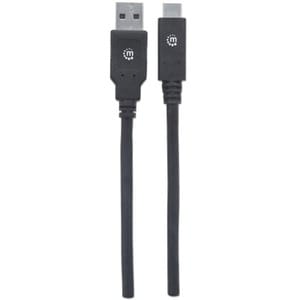Manhattan Cable USB-C V3.1, C-A 2.0M Negro - 5Gbit/s - Apantallado - Níquel Contacto chapado - 30 AWG - Negro
