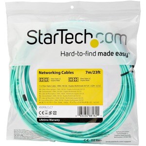 StarTech.com 7m (22ft) LC/UPC to LC/UPC OM4 Multimode Fiber Optic Cable, 50/125µm, 100G, Low Insertion Loss, LSZH Fiber Ju