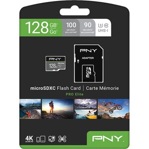 PNY PRO Elite 128 GB Class 10/UHS-I (U3) microSDXC - 100 MB/s Lesegeschwindigkeit - 90 MB/s Schreibgeschwindigkeit