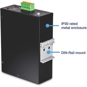 TRENDnet 6-Port Industrial Gigabit L2 Managed DIN-Rail Switch; 4 x Gigabit Ports; 2 x SFP Slots; DIN-Rail Mount; IP30; VLA