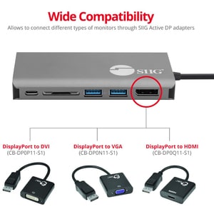 SIIG USB-C MST Video with Hub, LAN and PD 3.0 Docking - 7-in-1 MST Docking Station with 100W PD - MacOS for DP or HDMI Vid