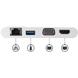 StarTech.com USB Type C Docking Station for Notebook - Silver, White - 1 Displays Supported - 4K - 2048 x 1280, 3840 x 216