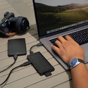 Twelve South StayGo | USB-C Hub for Type C MacBooks, Laptops and iPad Pro with included 1 meter desktop cable + stowable t