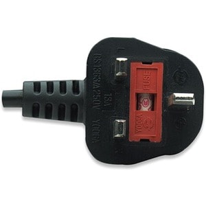 Power Cord/Cable, UK 3-pin plug to C7 Female (figure of eight), 1.8m, 13A, Black, Lifetime Warranty, Polybag - For Compute