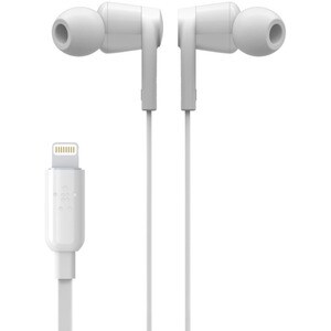 Belkin ROCKSTAR Wired Earbud Stereo Earset - White - Binaural - In-ear - 111.8 cm Cable - Lightning Connector
