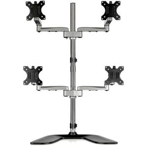 StarTech.com Quad Monitor Stand, Desktop VESA 4 Monitor Arm up to 32" (17.6lb/8kg) Screens, Ergonomic Articulating Pole Mo