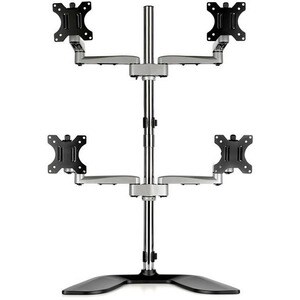 StarTech.com Quad Monitor Stand, Desktop VESA 4 Monitor Arm up to 32" (17.6lb/8kg) Screens, Ergonomic Articulating Pole Mo