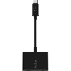 Belkin RockStar 3.5mm Audio + USB-C Charge Adapter - Mini-phone/USB Audio Cable for Audio Device, Smartphone, Charger - Fi