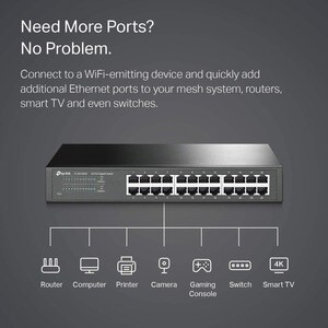 TP-Link TL-SG1024S - 24-Port Gigabit Desktop/Rackmount Ethernet Switch - Plug & Play - Shielded Ports - Sturdy Metal - Fan