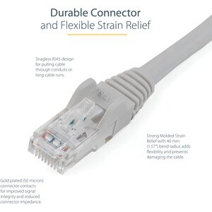 5M GRAY GIGABIT SNAGLESS RJ45 UTP CAT6 PATCH CABLE - 5 M PATCH CORD - ETHERNET PATCH CABLE - RJ45 MALE TO MALE CAT 6 CABLE