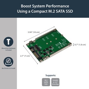 StarTech.com M.2 to SATA Adapter - TAA Compliant - 1 x SSD Supported - 1 x Total Bay - Steel