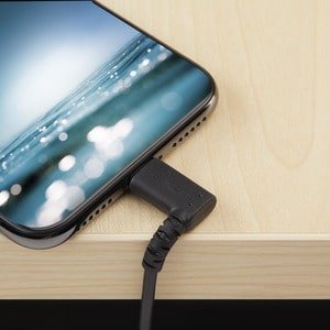 StarTech.com 2m USB A to Lightning Cable iPhone iPad Durable Right Angled 90 Degree Black Charger Cord w/Aramid Fiber Appl
