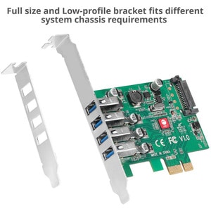 SIIG DP USB 3.0 4-Port PCIe Host Card - PCI Express 2.0 x1 - External - 4 USB Port(s) - 4 USB 3.0 Port(s) - UASP Support - PC