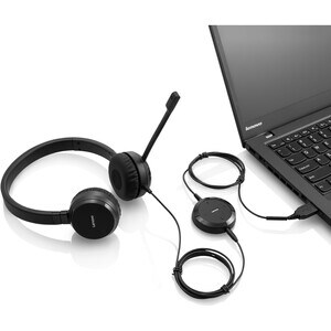 Lenovo Wired Over-the-head Stereo Headset - Black - Binaural - Supra-aural - 32 Ohm - 150 Hz to 7 kHz - 120 cm Cable - Ele