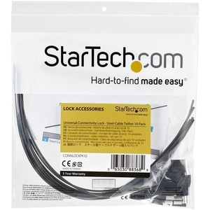 StarTech.com Cable de Seguridad Ajustable para Atar - Paquete de 10 Sujetadores en Acero antirrobo y Fundas Termoencogible