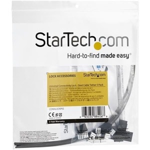 StarTech.com Cable Tying - Silver - 5 Pack - TAA Compliant - Cable Tether - Steel, Polyvinyl Chloride (PVC)