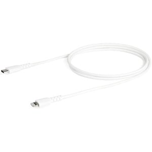 StarTech.com 3 foot/1m Durable White USB-C to Lightning Cable, Rugged Heavy Duty Charging/Sync Cable for Apple iPhone/iPad