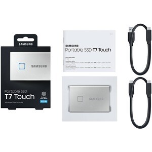 Samsung T7 MU-PC500S/WW 500 GB Portable Solid State Drive - External - PCI Express NVMe - Silver - Smartphone, Smart TV, G