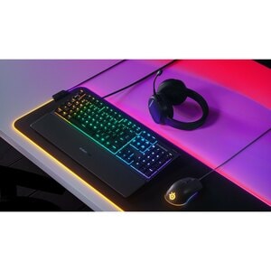 SteelSeries Apex 3 Water Resistant Gaming Keyboard - Cable Connectivity - USB Interface - Rewind, Skip, Pause, Volume Cont