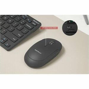 Macally RF Wireless Keyboard and Mouse For Windows PC - USB Scissors Wireless RF 2.40 GHz Keyboard - 78 Key - Black - USB 