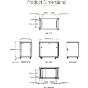 StarTech.com RK1536BKF. Typ: Freistehendes Gestell, Rack-Kapazität: 15U, Höchstgewichtskapazität: 800 kg, Sperrschloss, Ve