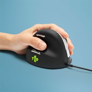 R-Go HE ergonomic mouse, vertical mouse, prevents RSI, medium (hand length 165-185mm), left handed, wired, black - Cable -