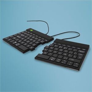 R-Go Split Break Keyboard - Cable Connectivity - USB Type C Interface - Belgian - AZERTY Layout - Black - Scissors Keyswit