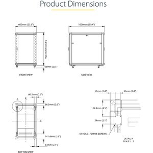 StarTech.com 4-Post 18U Server Rack Cabinet, 19" Data Rack Cabinet for Computer / IT Equipment, Home Network Rack, Half He
