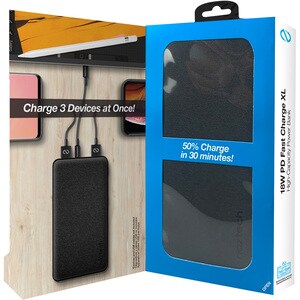 Naztech 20000mAh 18W PD+QC Fast Charge High-Capacity Fabric Power Bank - For USB Device, Mobile Phone - 20000 mAh - 5 V DC