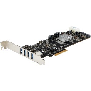 4 PORT QUAD BUS PCI EXPRESS (PCIE) SUPERSPEED USB 3.0 CARD ADAPTER WITH UASP - SATA/LP4 POWER - QUAD PORT USB 3.0 PCIE CON