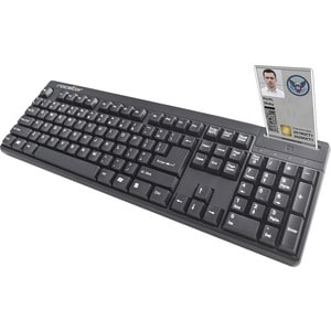Rocstor KS20T Security USB Keyboard with Built-in Smartcard Reader - 104 Key - Common Access Card CAC Compatible - PIV Com