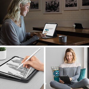 Logitech Slim Folio Pro Keyboard/Cover Case (Folio) for 11" Apple iPad Pro, iPad Pro (2nd Generation) Tablet - Oxford Gray