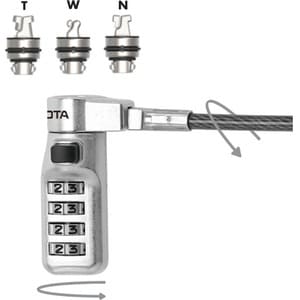 Dicota Cable Lock - 2 m Cable - Preset - 4-digit - Combination Lock - Black - Steel, Thermoplastic Rubber (TPR), Polyvinyl