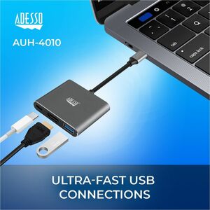Adesso 3-IN-1 USB-C Multi-Port Docking Station (TAA Compliant) - for TV/Monitor/Projector/Notebook/Smartphone/Tablet - 60 